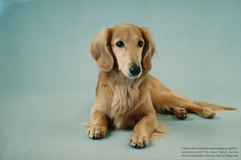 A calm long-haired dog with a smoothly brushed coat